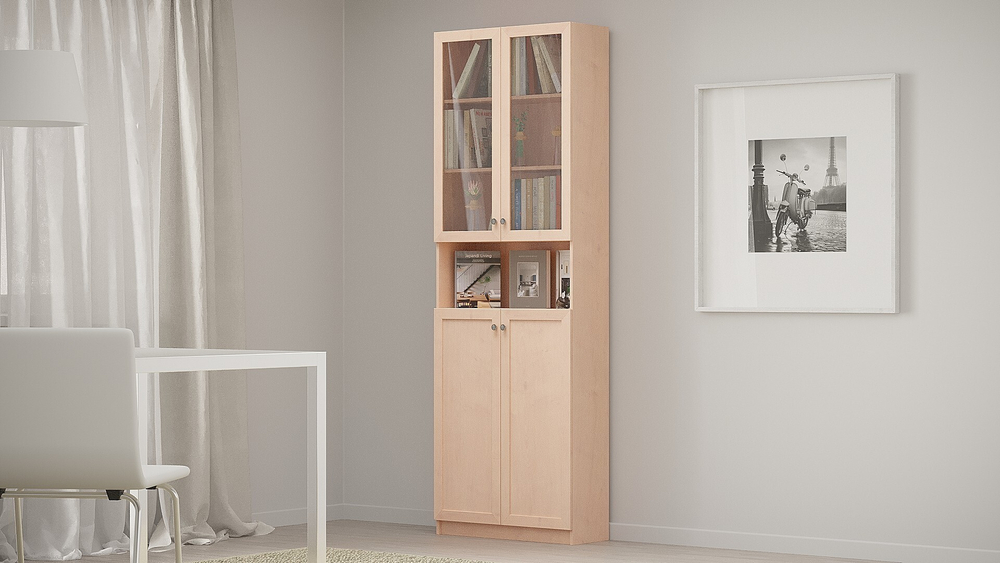 Шкаф книжный Билли 333 Дуб Молочный 8622 80*30*237 см, Светло-бежевый   Фиеста