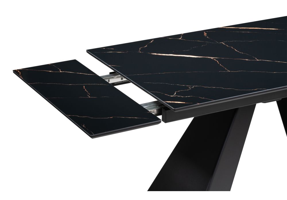 Стеклянный стол Торвальд 140(200)х80х77 обсидиан / черный