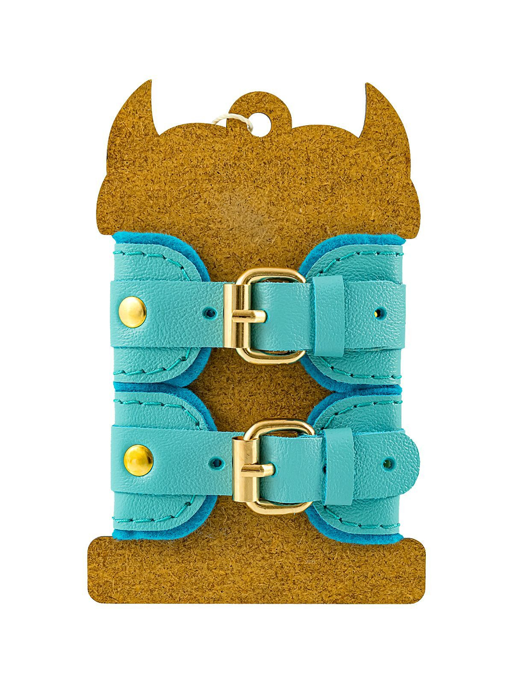 Голубые двуслойные кожаные наручники-браслеты (Цвет: голубой)