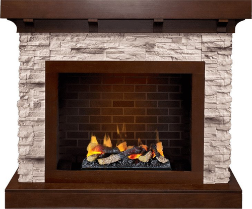 Каминокомплект Chalet - Темный дуб/Сланец с очагом Cassette 400 LNH-INT (с дровами)