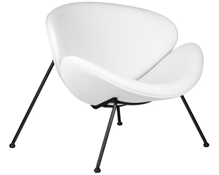 Кресло дизайнерское DOBRIN EMILY, белый винил YP17, черное основание