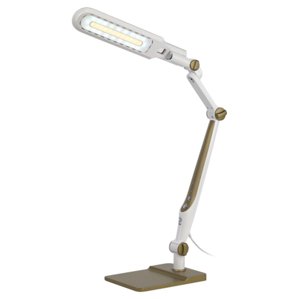 Настольный светильник ЭРА NLED-497-12W-G светодиодный на струбцине и с основанием золото | Светодиодные настольные лампы