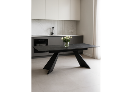 Керамический стол Woodville Ливи 140(200)х80х78 черный мрамор, черный