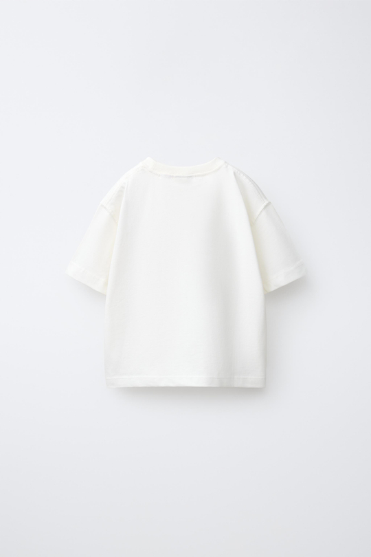ZARA ФУТБОЛКА С ВЫШИВКОЙ, ЭКРЮ