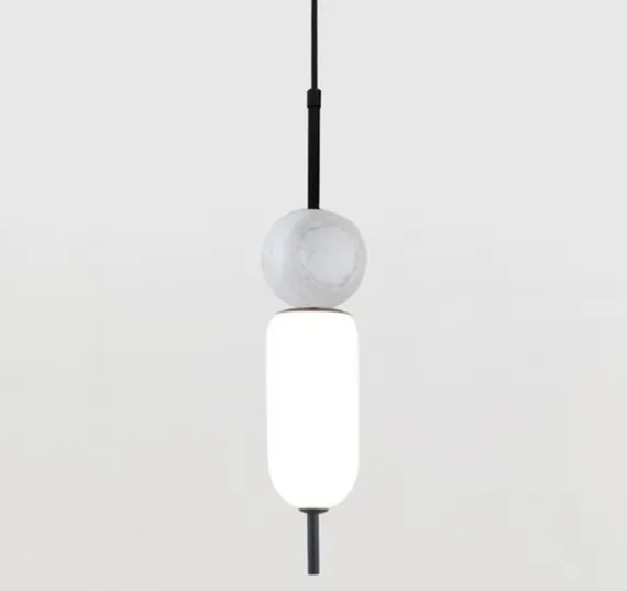 Подвесной светильник Anet, черный металл, белый мрамор