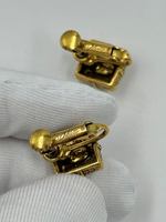 Клипсы с зелёными кабошонами Goldette