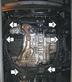 Усиленная защита Motodor картера двигателя, кпп. 2 мм, сталь. для Hyundai ix55 2008-2011 арт.00928