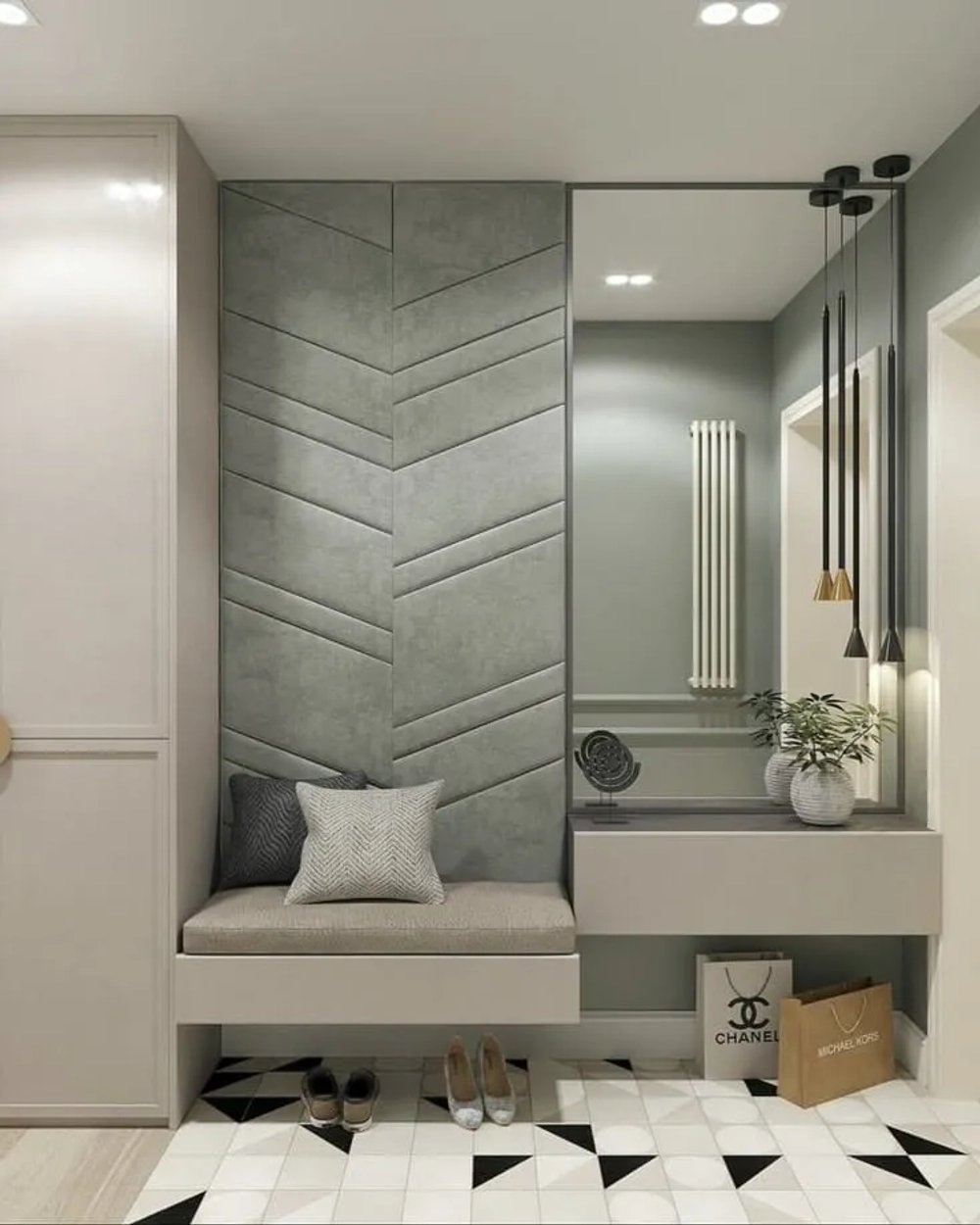 Мягкие панели и сиденье в прихожую