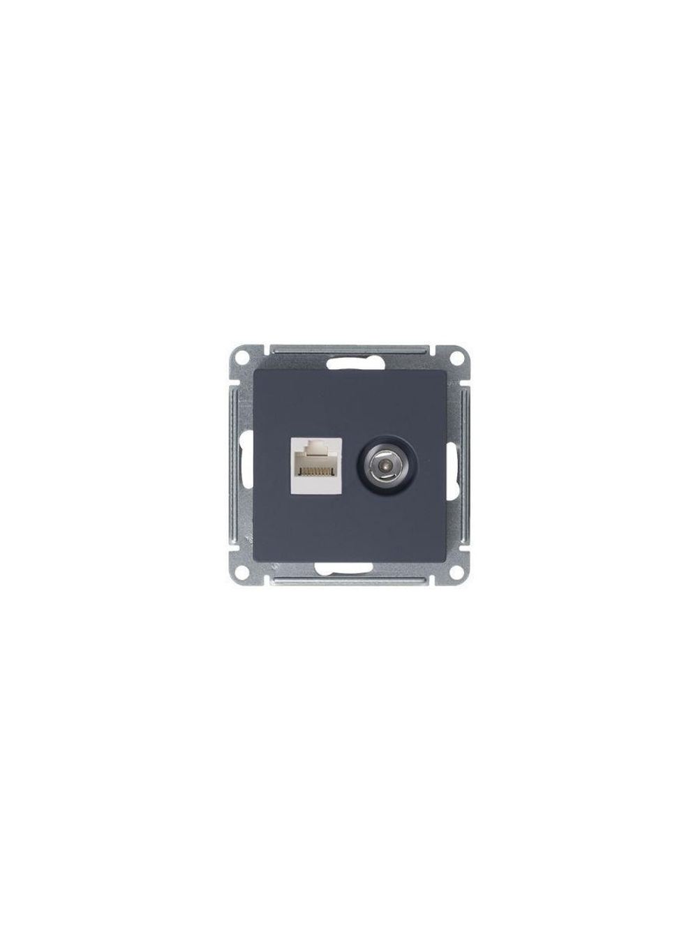 Розетка компьютерная + телевизионная 2-м AtlasDesign RJ45 кат.5E + TV механизм грифель SE ATN000789