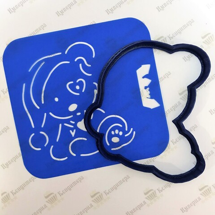 Вырубка пластиковая "Собака в шапке+трафарет" (11*11 см)