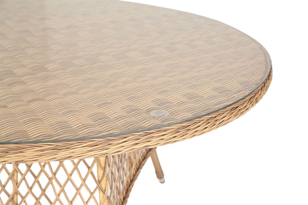 "Эспрессо" плетеный круглый стол, диаметр 150 см, цвет соломенный