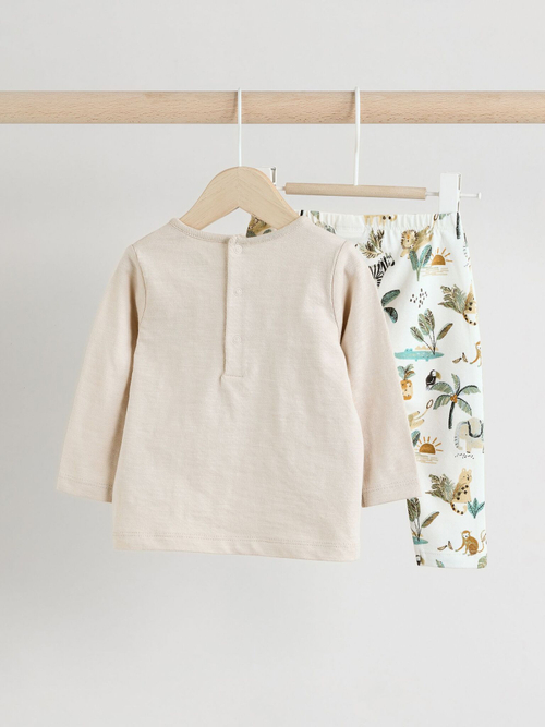 Лонгслив и легинсы в комплекте для малышей Next E48-221, Бежевый, Белый