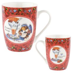 Кружка фарфоровая "Хрюшка/Афоризмы" v=360мл. (6видов) (min12) (транспортная упаковка)