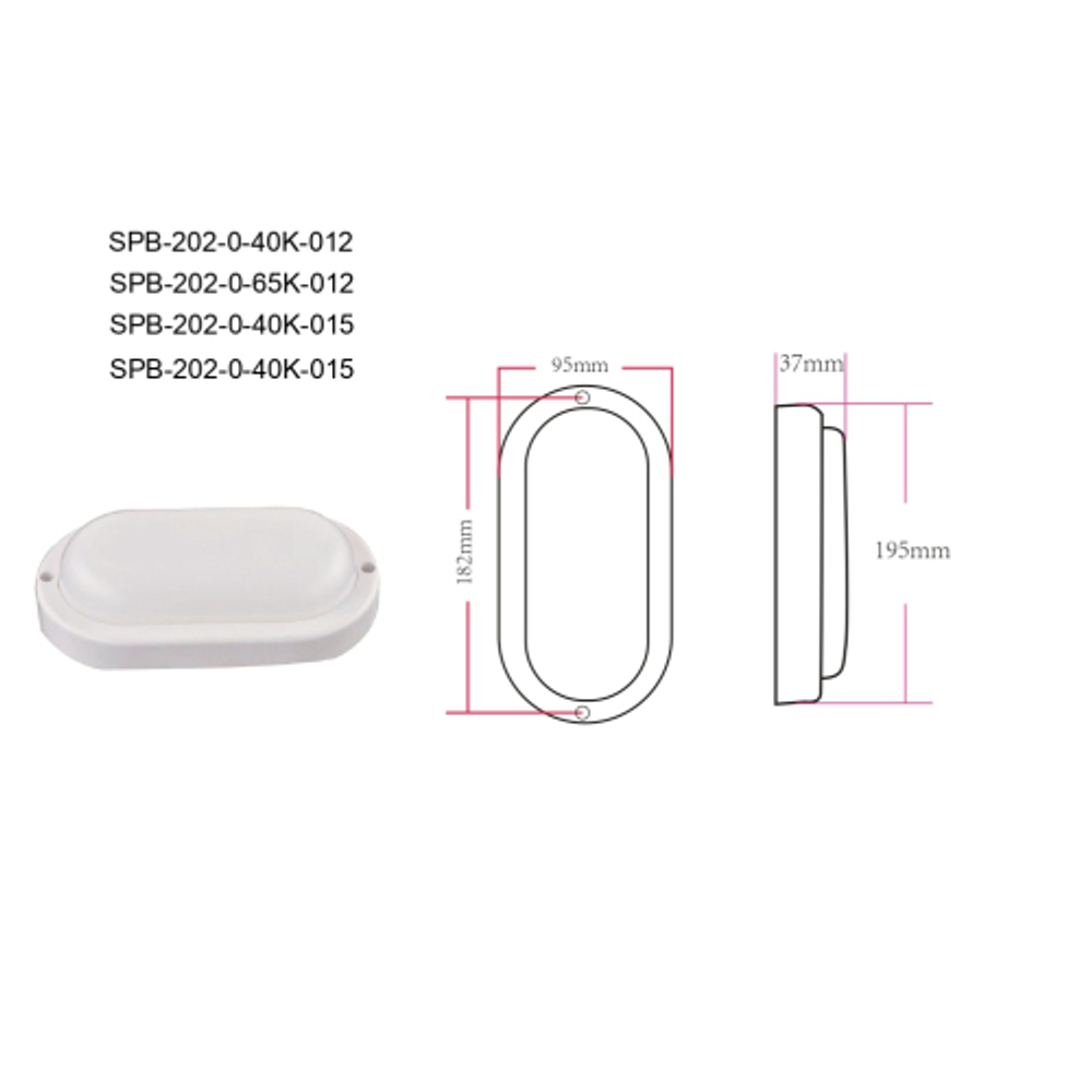 Светильник ЖКХ светодиодный ЭРА SPB-202-0-40K-012 IP65 12Вт 4000К 195x95 овал