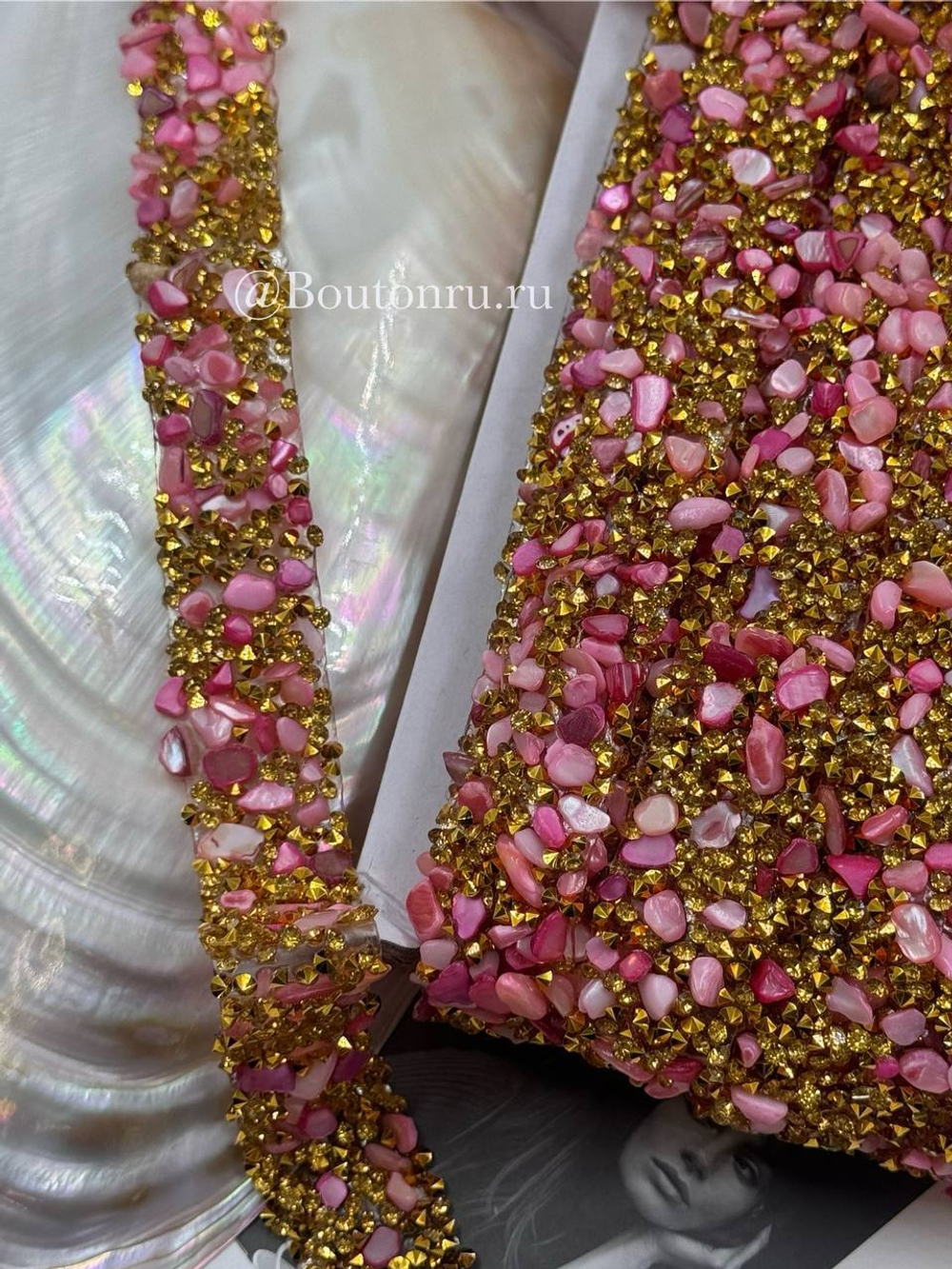Тесьма термоклеевая розовая золото