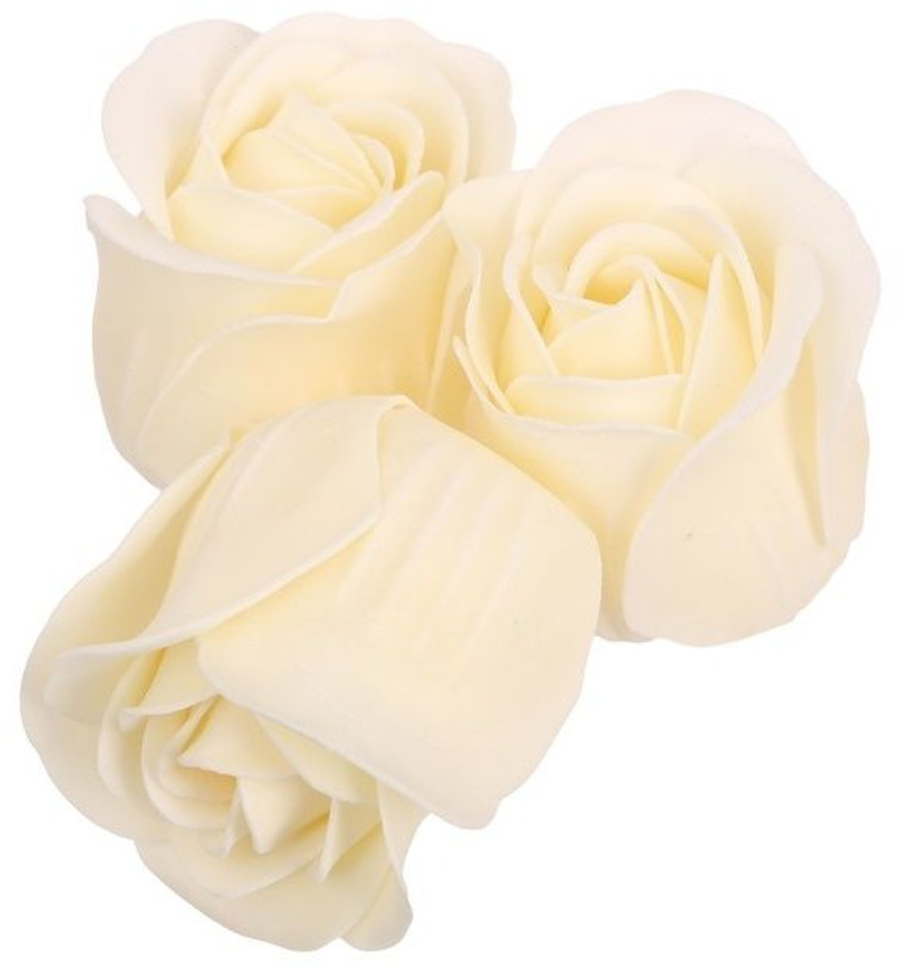 Мыльные розочки в шкатулке-сердце Счастья и радости! - 3 шт. (Цвет: молочный)
