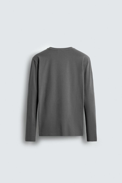 ZARA БАЗОВАЯ ФУТБОЛКА SLIM FIT, СЕРЫЙ