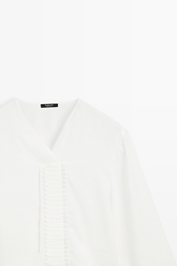 Massimo Dutti Блуза из льняной ткани с пуговицами, белый