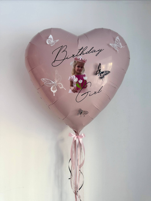 Большое сердце зефир/пыльная роза/бабочки №4707