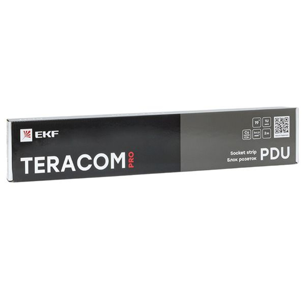 Блок розеток PDU TERACOM PRO 19" 1U 16А/250В 8 розеток Schuko с выключателем шнур питания длиной 2 метра сечение 3x1,5 мм2 вилка Schuko корпус пластик черный