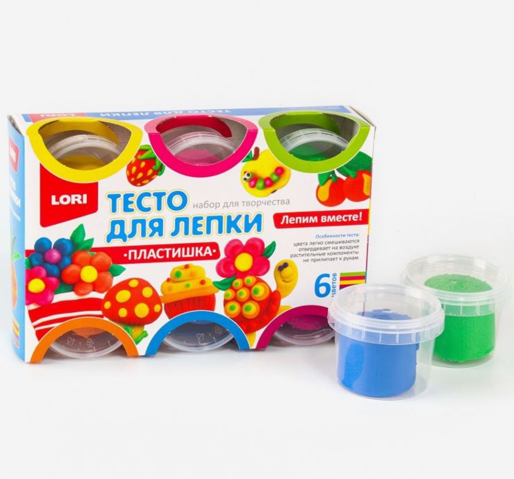 Тесто для лепки "Пластишка № 1", 6 цветов по 80 г