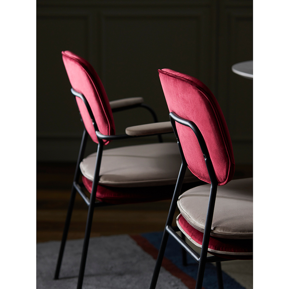 Стул с подлокотниками pea, велюр, бордовый/бежевый