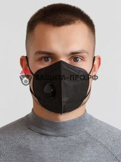 Респиратор KN95, FFP2, с клапаном , чёрный