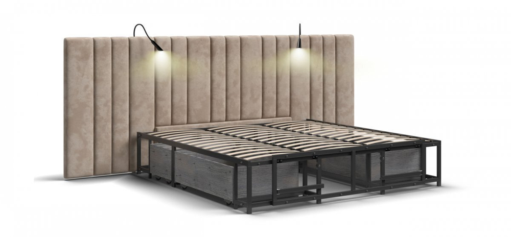 Кровать BOSS INFINITY 180*200 велюр Alkantara пепел