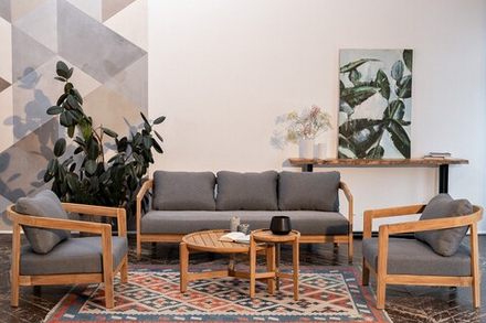 Диванная группа из тика Joygarden ВЕНТО L, Natural Teak, серый