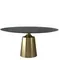 Стол Yoda Ø120, черный керамогранит, золотая ножка