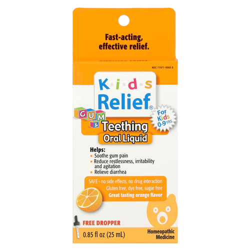 Homeolab USA, Kids Relief®, жидкость для перорального применения для десен и прорезывания зубов, для детей от 0 до 9 лет, апельсин, 25 мл (0,85 жидк. унц.)