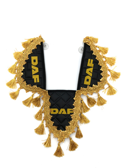 Вымпел тройной DAF (экокожа, черный с золотыми кисточками)