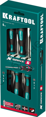 KRAFTOOL Х-Drive-6 6 шт, Набор отверток (250081-H6)