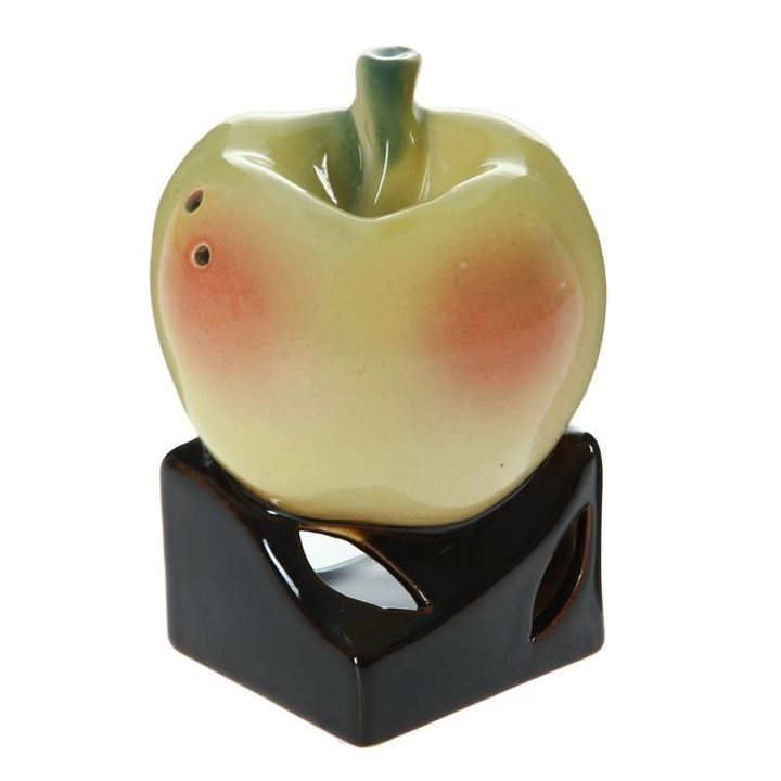 Аромалампа Яблоко, цвет желтый на коричневом подиуме