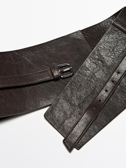 Massimo Dutti Ремень-пояс из кожи наппа, коричневый