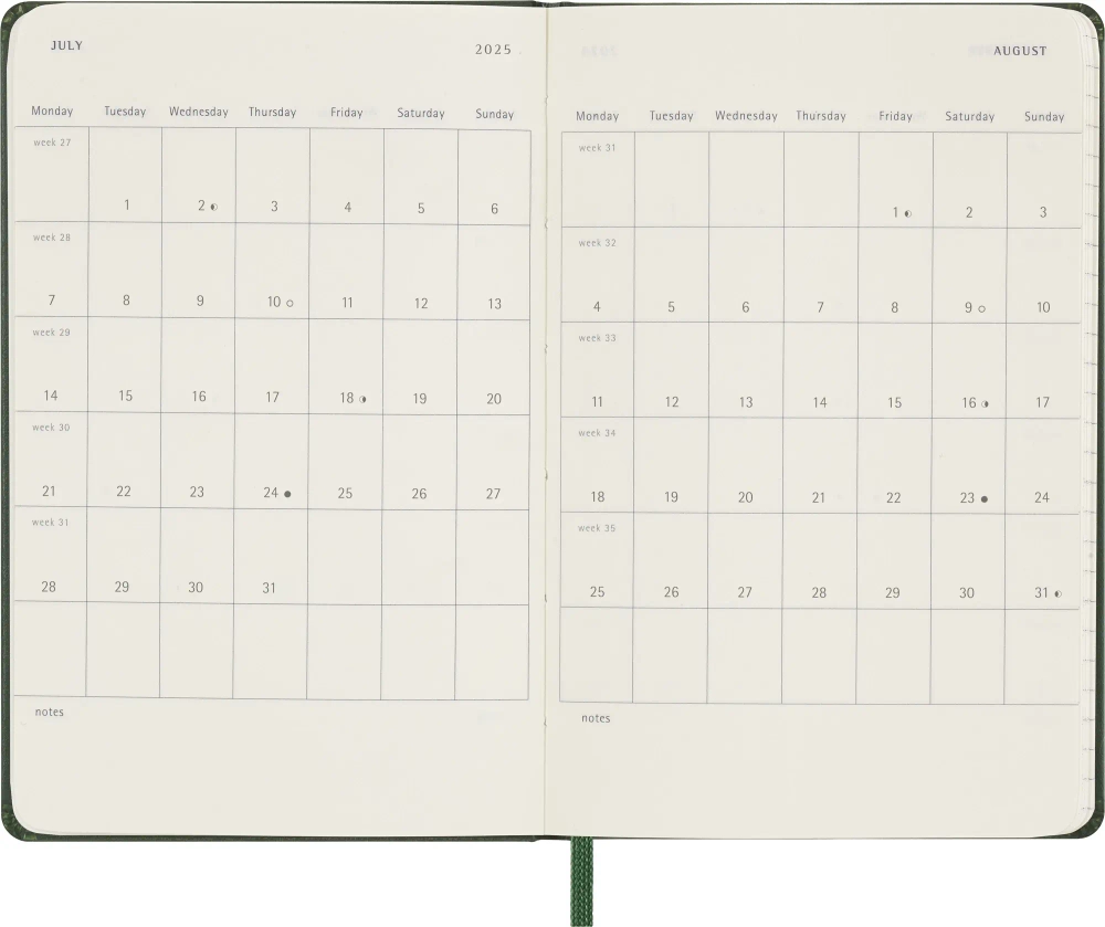 Ежедневник на 2025 год Moleskine Classic (DHK1512DC2) 9х14см твердая обложка зеленый