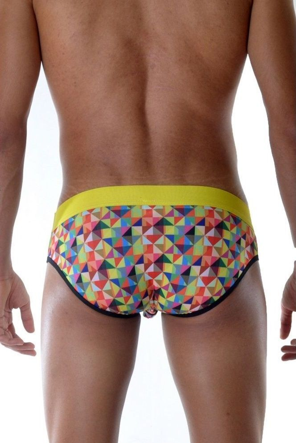 Мужские трусы-слипы с цветной пришивной резинкой и геометрическим принтом (Размер: XL) (Цвет: разноцветный)