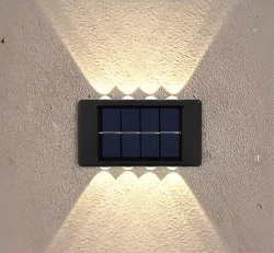 Светильник на солнечной батарее уличный, настенный 8 ламп, в наборе 2 шт