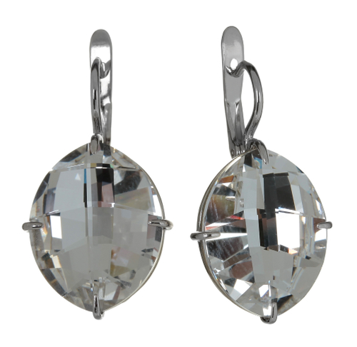 "Боялва" серьги в родиевом покрытии из коллекции "Грани" от Jenavi  с английским замком