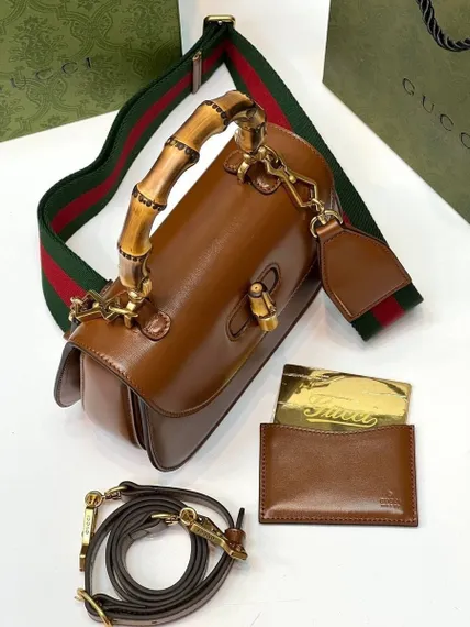 Маленькая сумка Gucci Bamboo 1947 с ручкой сверху коричневый