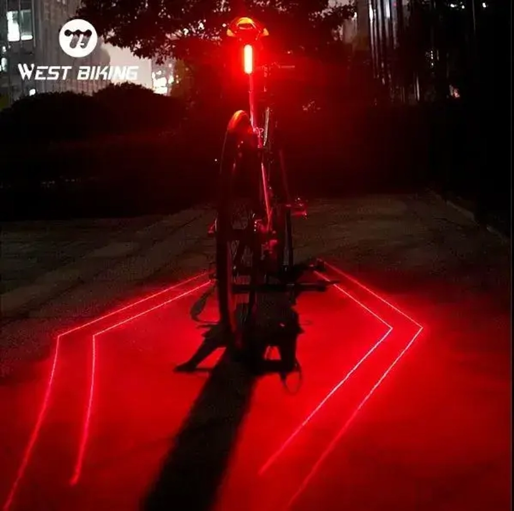 Фонарь велосипедный, задний West Biking YP0701363 (аккум. 450 mAh,USB)