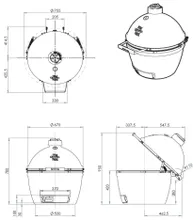 Керамический гриль Big Green Egg XL XLarge (очень большой), 61 см на столе из акации