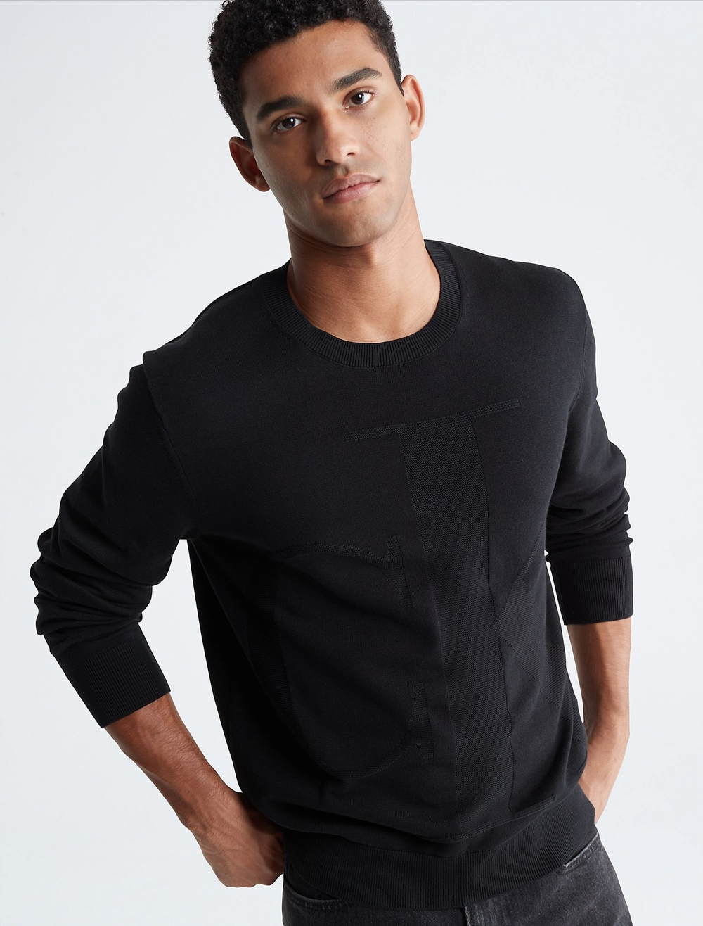 Свитер Calvin Klein Smooth Cotton Monogram Logo Black