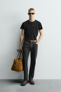 ZARA ДЖИНСЫ ПРЯМОГО КРОЯ ДЛИНОЙ ДО ЩИКОЛОТКИ - LIMITED EDITION, ЧЕРНЫЙ