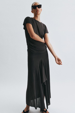 ZARA ТРИКОТАЖНЫЙ ТОП СО СБОРКАМИ, МОРСКОЙ ТЕМНО-СИНИЙ