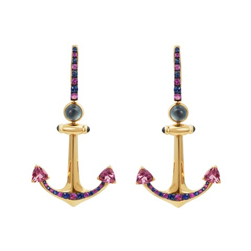 Серьги Якорь с Турмалинами, Топазами и Сапфирами, E0296-1/1