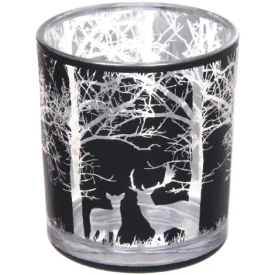 Подсвечник «Зимний лес» 7*7,8 см, Черный