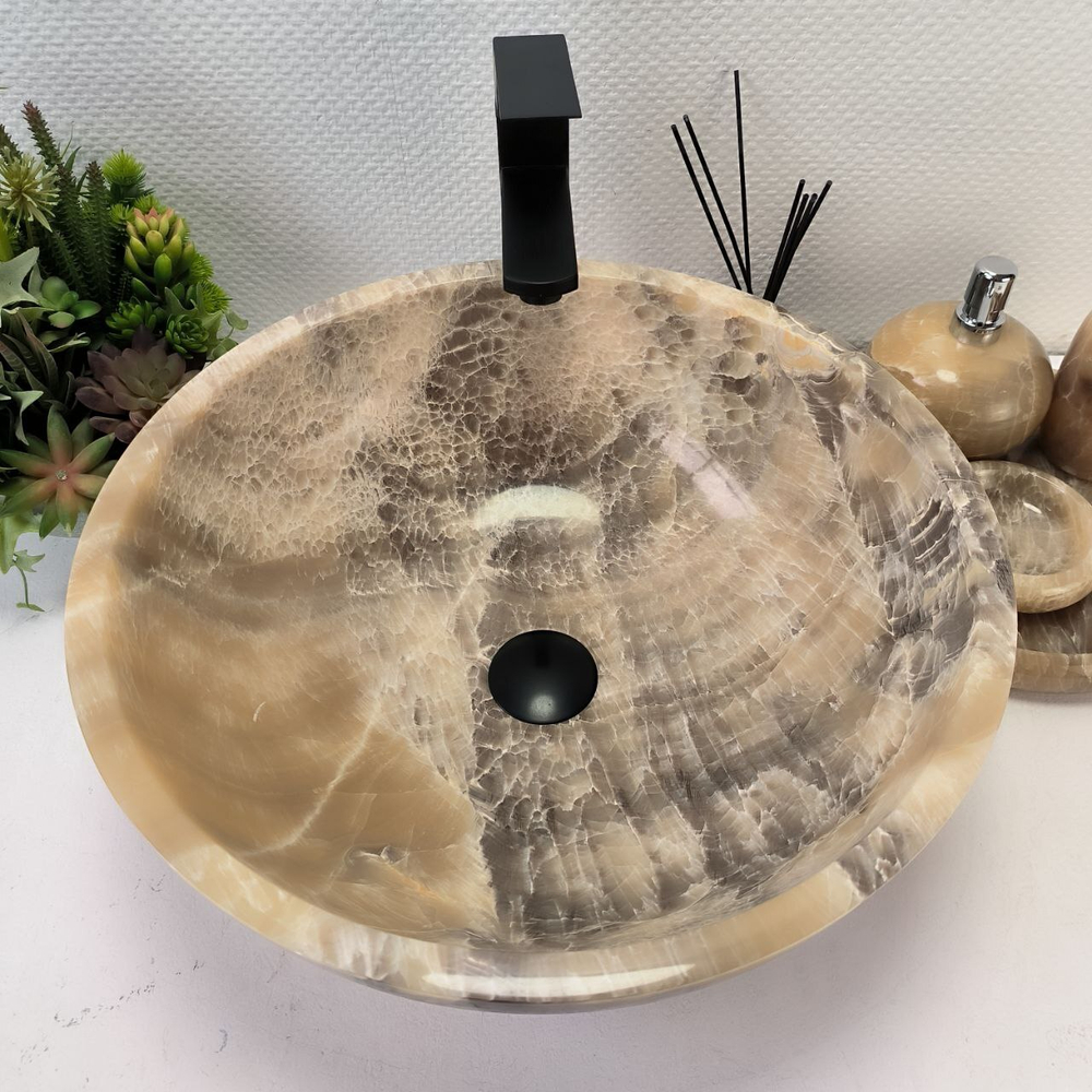 Раковина из оникса Bowl Grey TinLip BO-62967 45*45*17 42