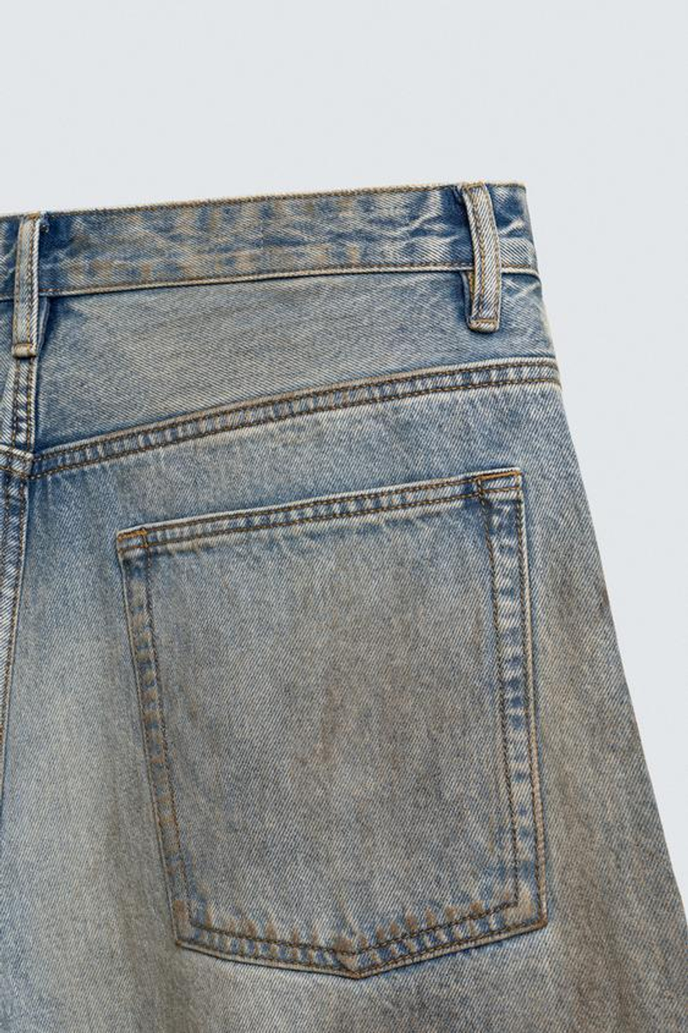 ZARA ДЖИНСЫ BAGGY FIT С ЭФФЕКТОМ ВИНТАЖА, ГОЛУБОЙ