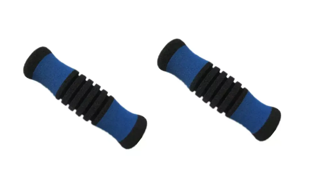 Рукоятки руля (грипсы, комплект), 120 мм, неопреновые с заглушками, HL-GR21 (синий/черный) УТ00020669